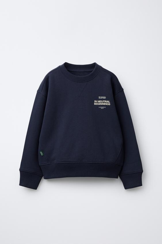 SUDADERA TEXTO Y ETIQUETA - Marino de Zara - Imagen 0