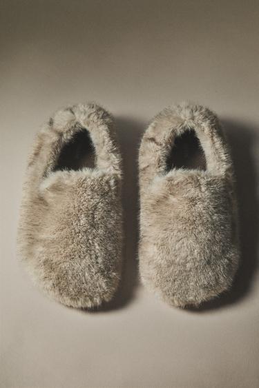 SOFT FAUX FUR LOAFERS - Grey by Zara - Image 0