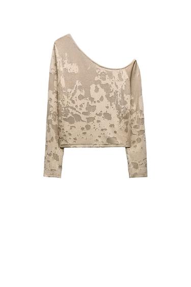 TOP ASIMÉTRICO PUNTO JACQUARD
