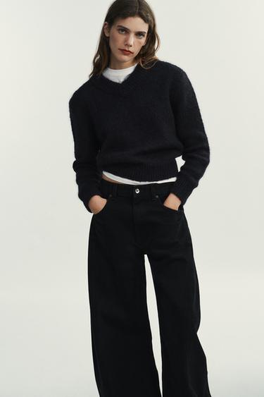 TRF OVERSIZE MID-WAIST JEANS - Black by Zara