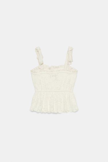 TOP ROMANTIQUE EN MAILLE À NŒUDS - Écru / Beige de Zara - Image 5