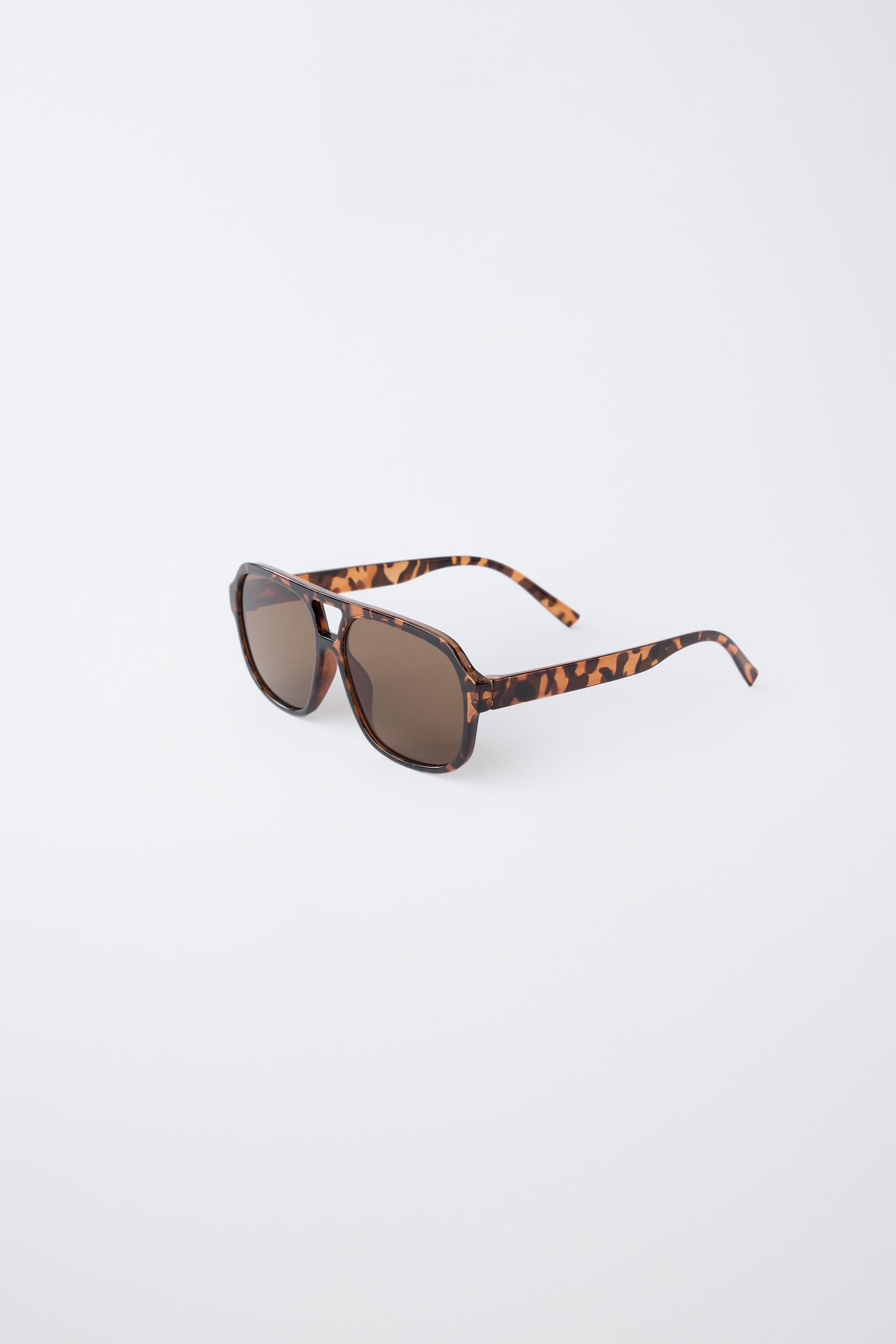 TORTOISESHELL-EFFECT AVIATOR SUNGLASSES — Tortoiseshell (alternate view)