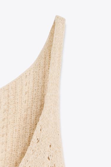 POINTELLE KNIT TOP - Light beige by Zara - Image 7