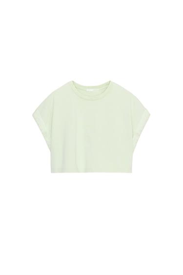 CROPPED CONTRAST T-SHIRT - Green by Zara