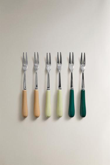 세라믹 손잡이 미니 포크 6피스 세트 - Zara 그린