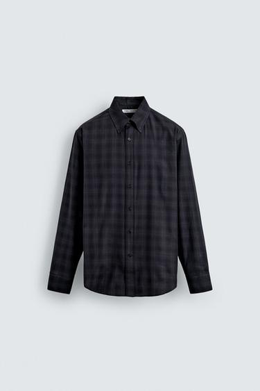 REGULAR FIT CHECK SHIRT - Green / Blue by Zara