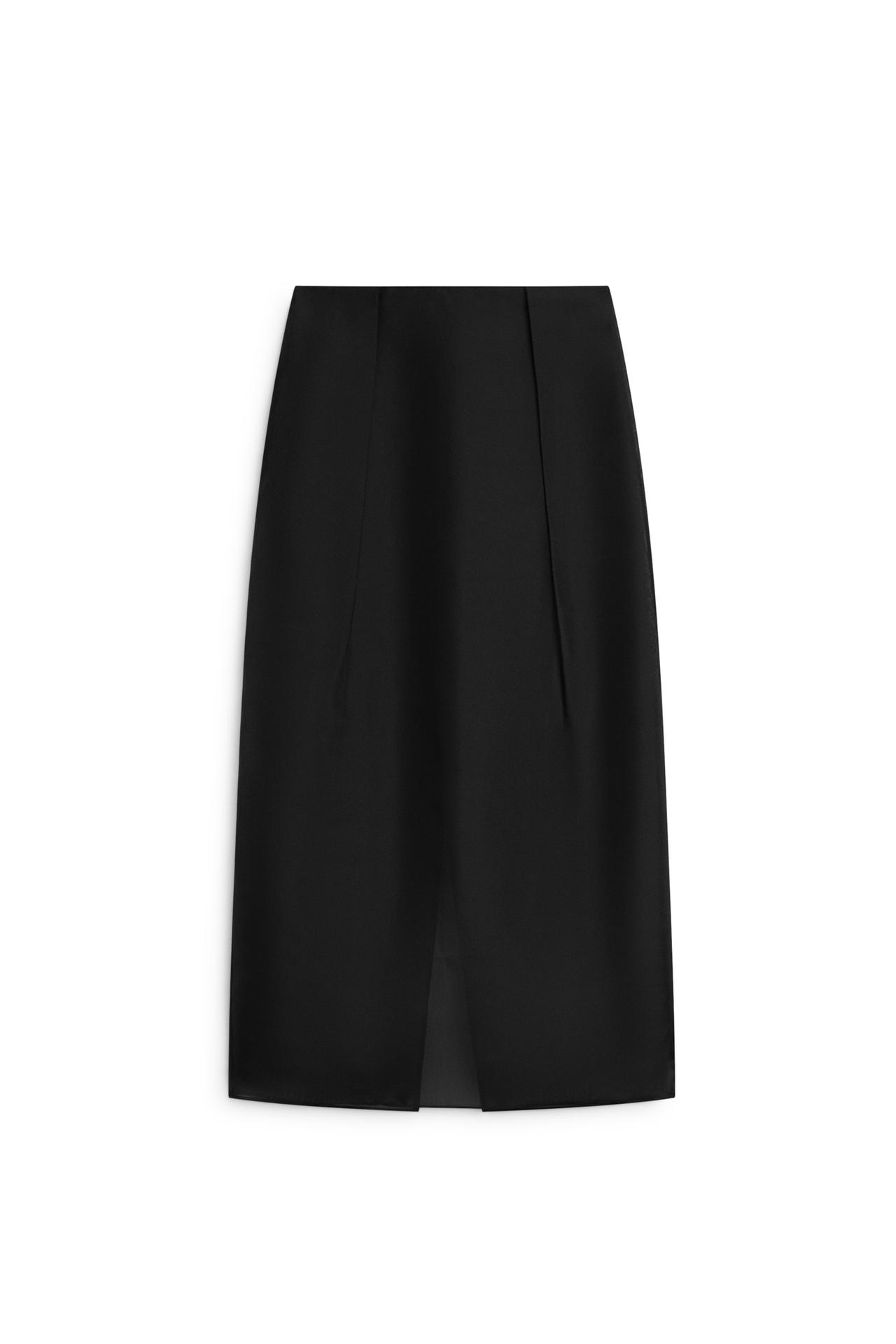 100% silk pleated midi skirt - LIMITED EDITION — Black