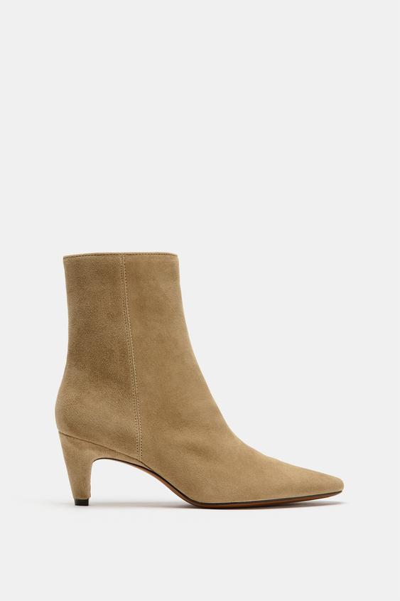 BOTTINES TALONS DAIM - Gris taupe de Zara - Image 3