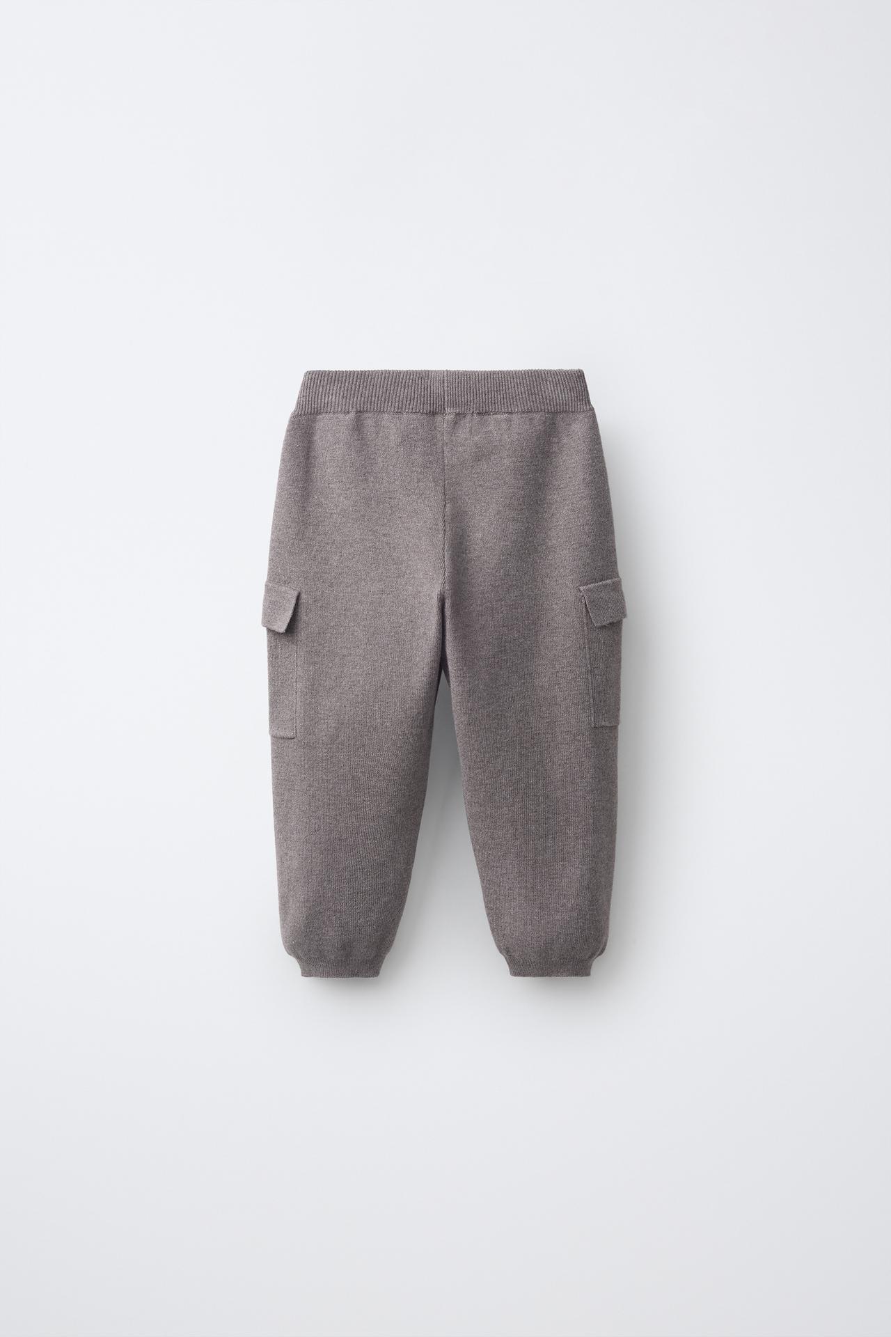 KNIT CARGO JOGGER PANTS — Brown / Taupe