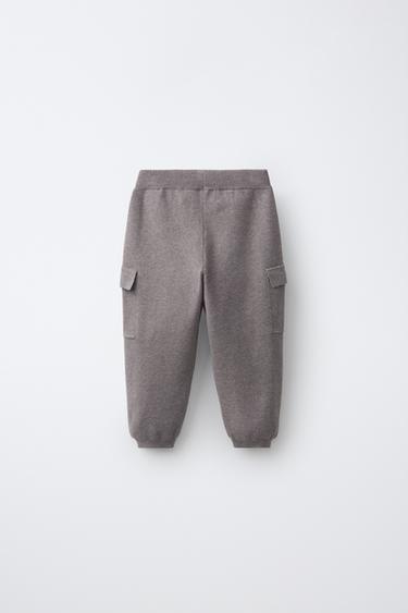 KNIT CARGO JOGGER PANTS — Brown / Taupe 2