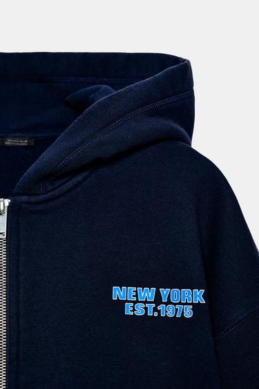 SWEAT À CAPUCHE ET INSCRIPTION - Bleu de Zara - Image 7