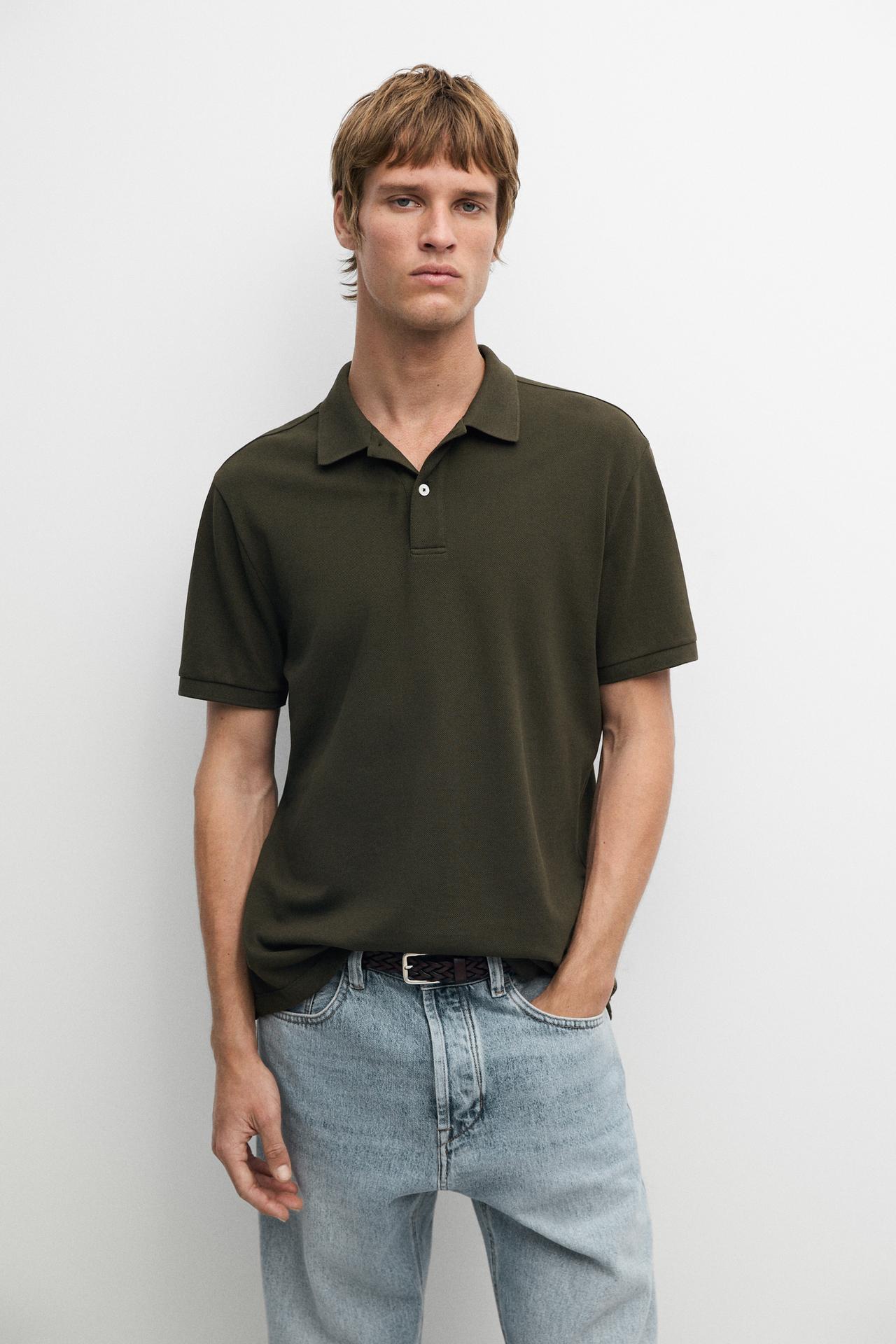 Micro-textured cotton piqué polo shirt — Mint Green