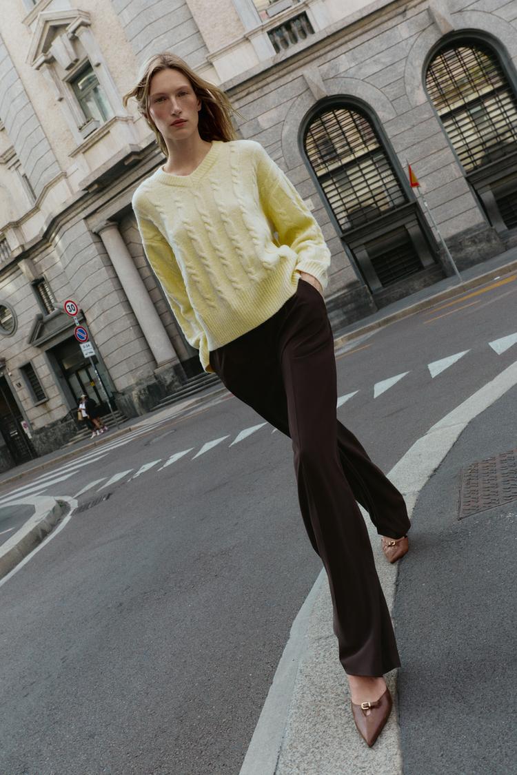 SOFT CABLE KNIT JUMPER Light yellow ZARA Mexico