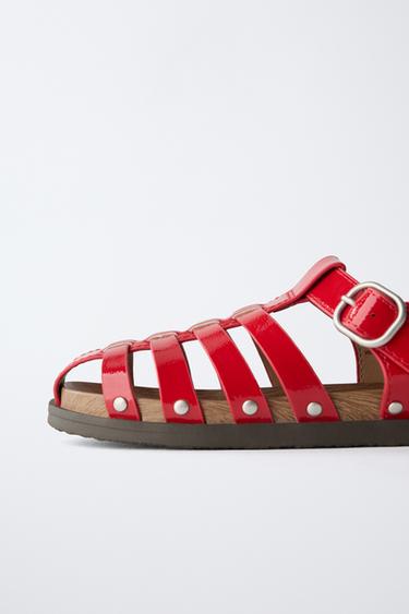 STUDDED CAGE SANDALS - Red by Zara - Image 5