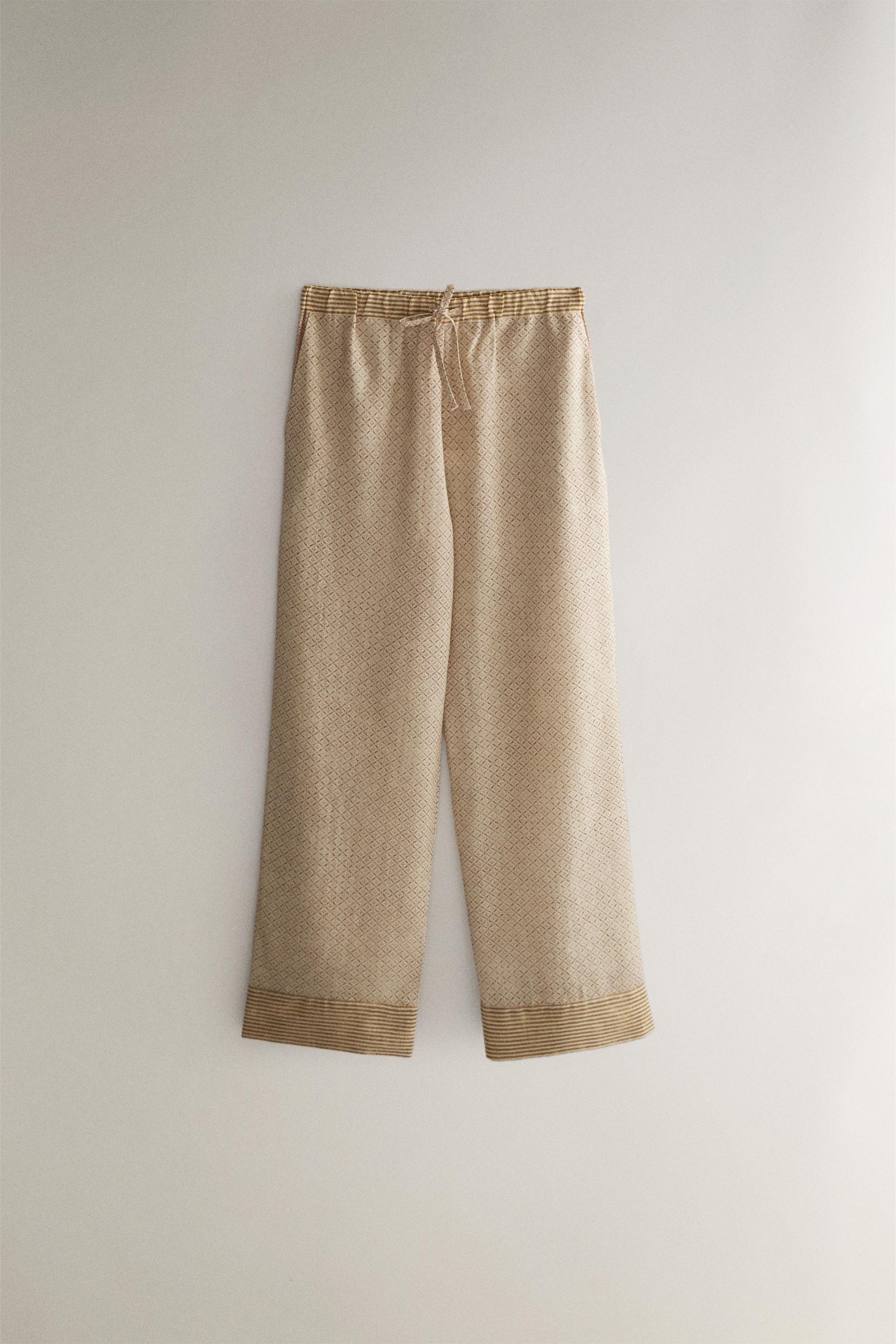 MIXED-PRINT TROUSERS | KATHARINE POLE — Beige