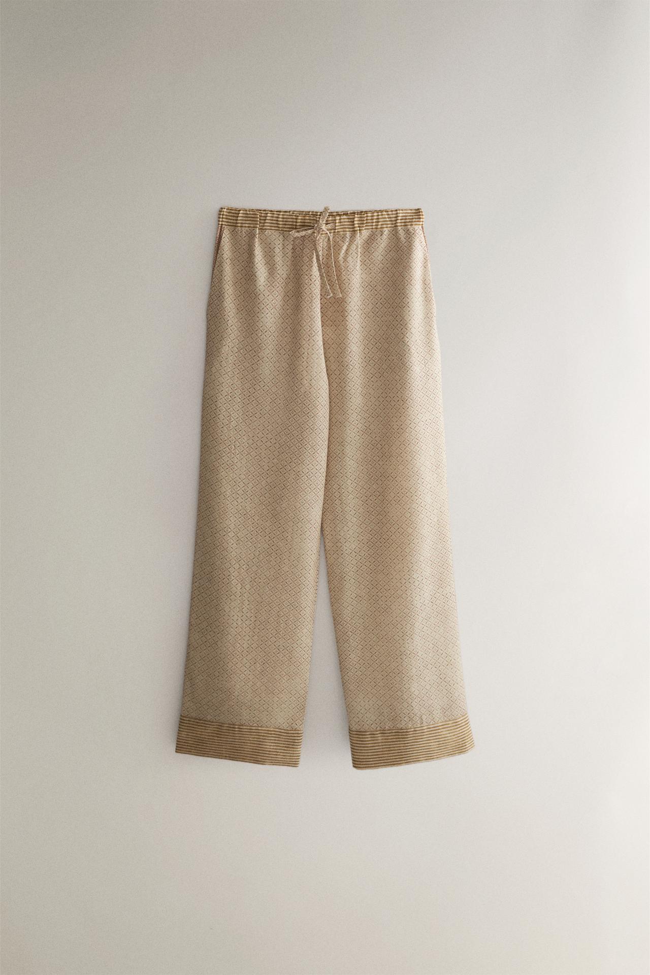 CONTRAST PRINT TROUSERS | KATHARINE POLE — Beige