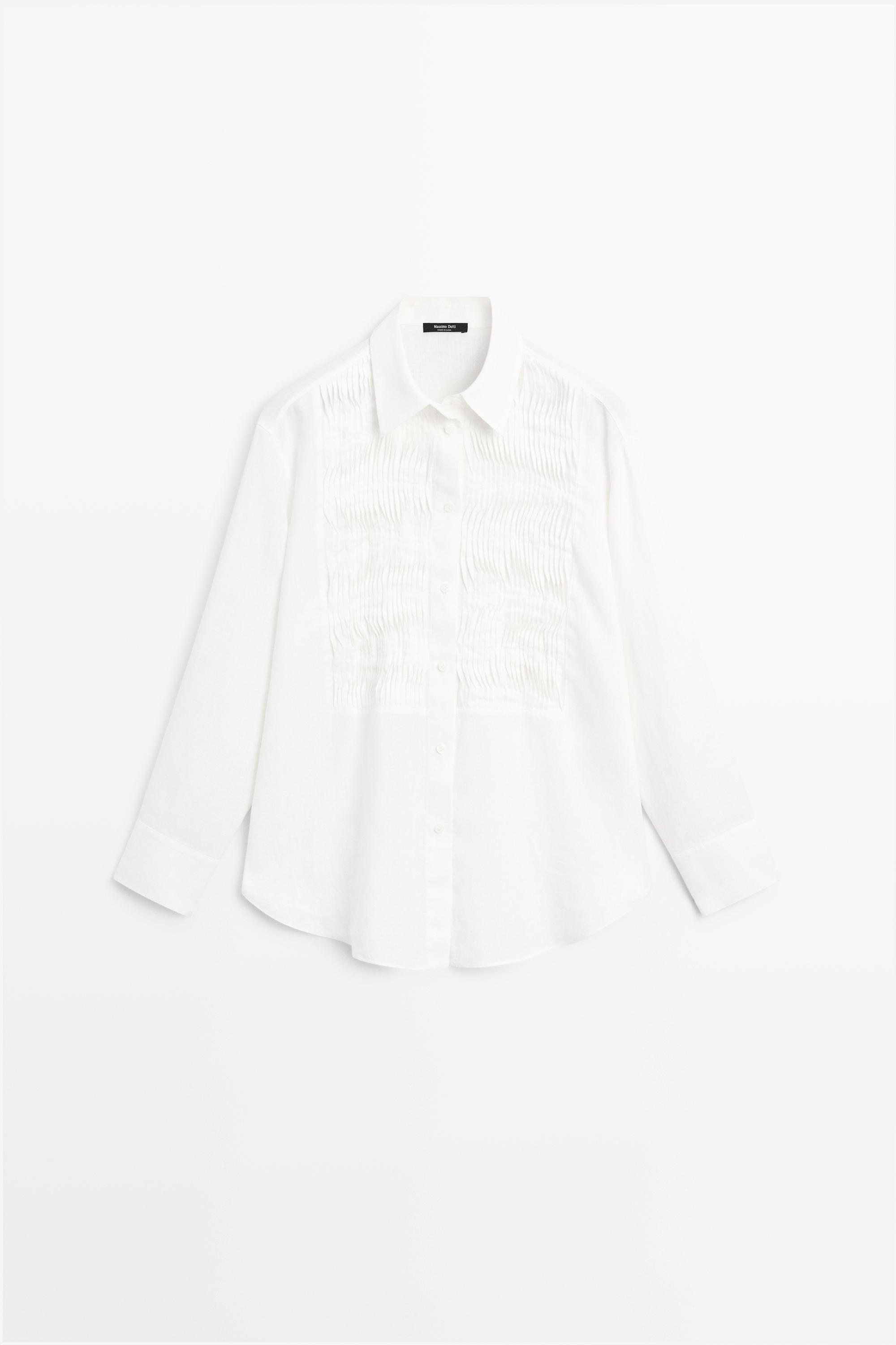 Chemisier avec plastron 100 % lin