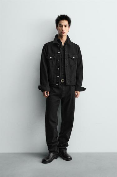 جاكيت DENIM قصير بقصة محدودة الإصدار - أسود الخاص بـ Zara