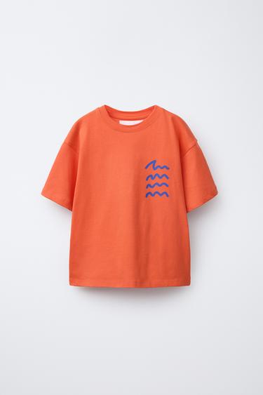 CAMISETA ESTAMPADO OLAS - Laranxa de Zara - Imaxe 0
