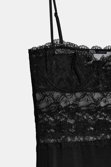 DRESS WITH LACE DETAIL - Black by Zara - Image 6