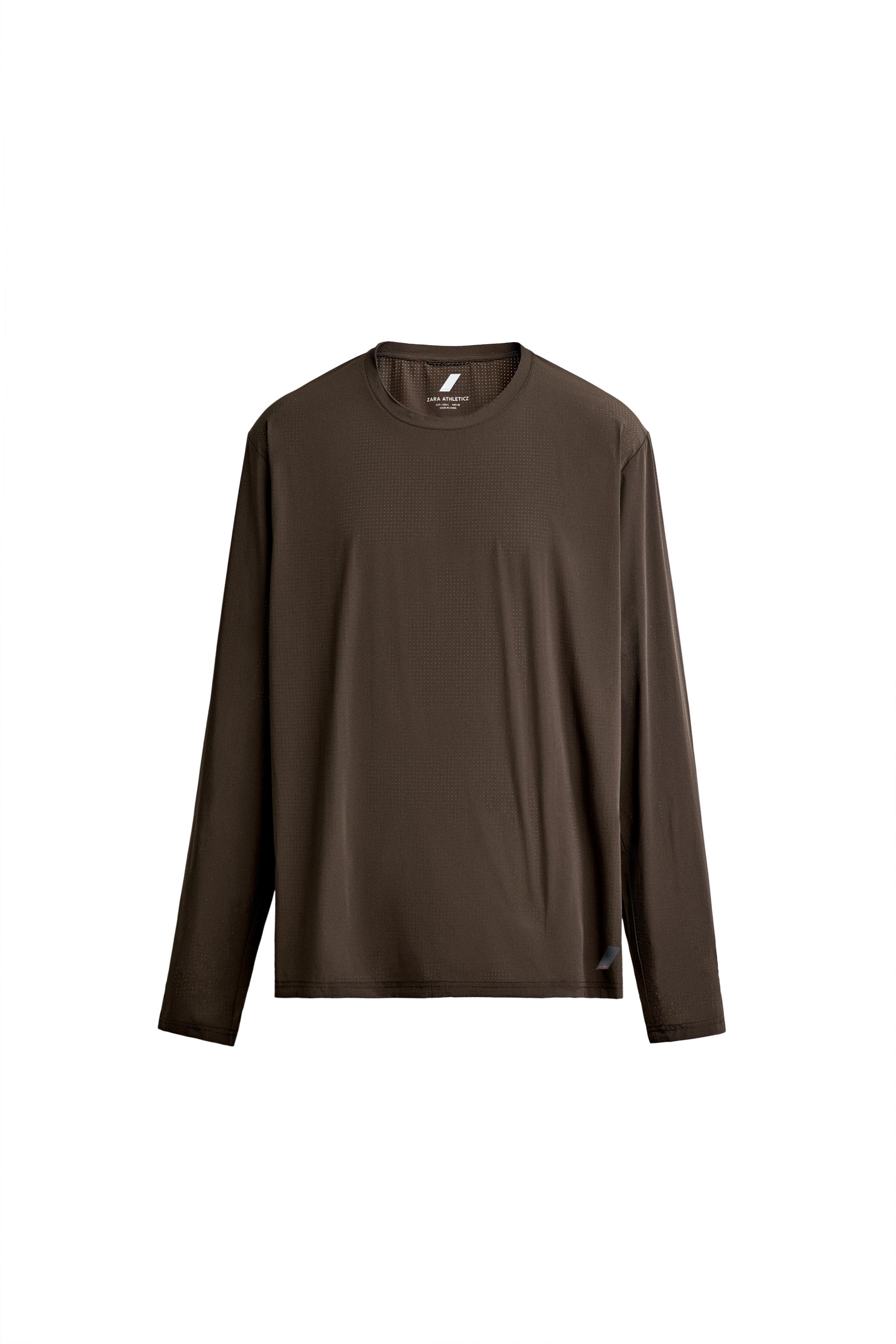 RIDAR© x ZARA LONG SLEEVE RUNNING T-SHIRT - Brown | ZARA United States