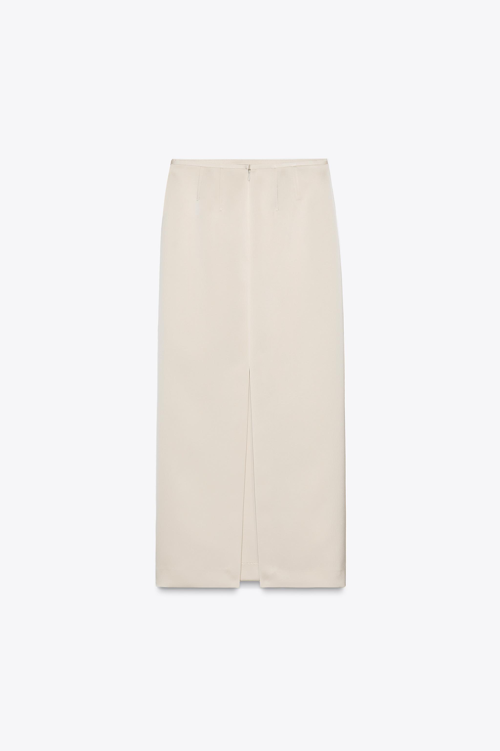 ZWコレクション サテンペンシルスカート - 象牙色 | ZARA Japan