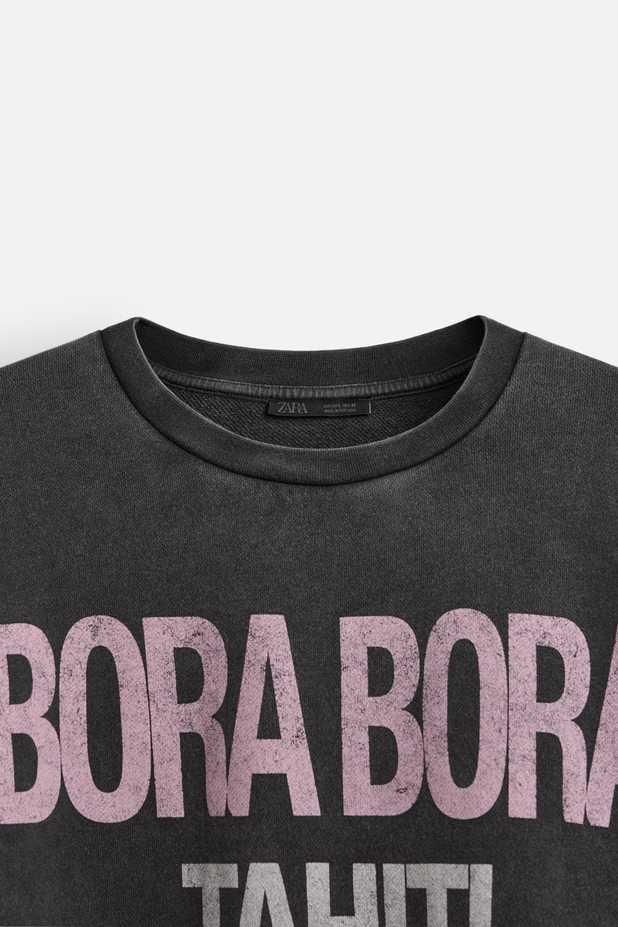 ZARA ウォッシュ加工テキスト入りスウェットシャツ 6224/419 ZARA】ウォッシュ加工テキスト入りスウェットシャツ (ZARA