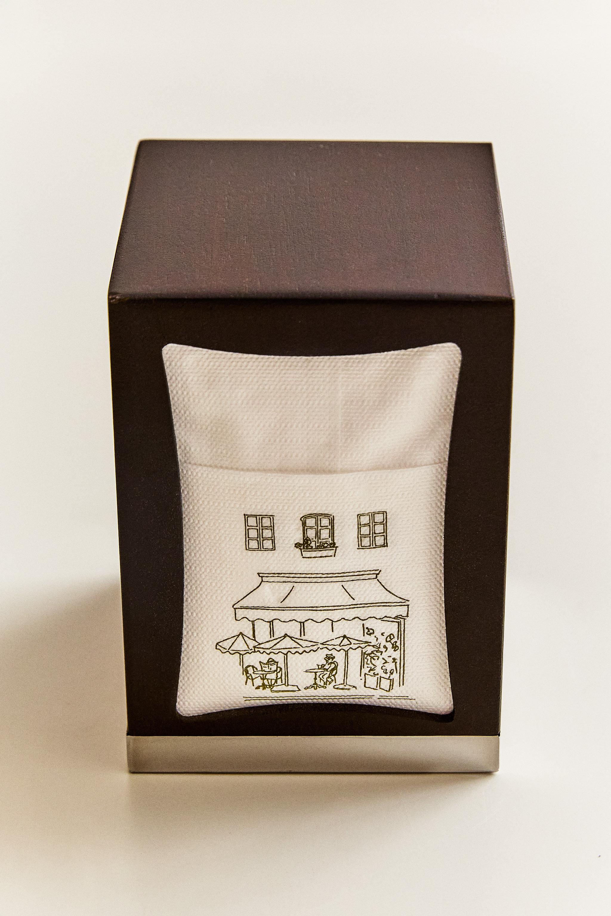 COFFEE NAPKIN HOLDER AND NAPKIN SET