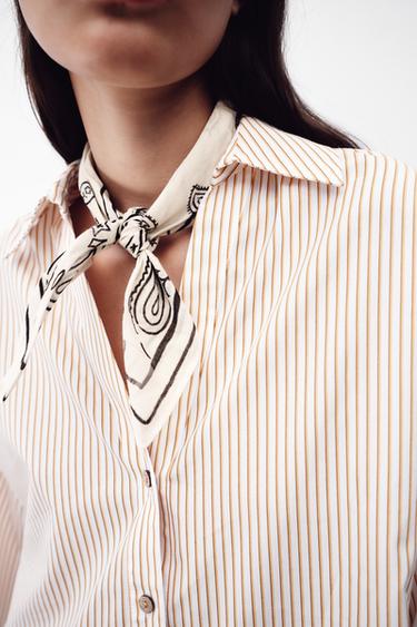 Zara PRINTED COTTON BANDANA - Ecru