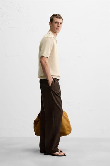 POLO EN MAILLE STRUCTURÉE - Marron clair de Zara - Image 3
