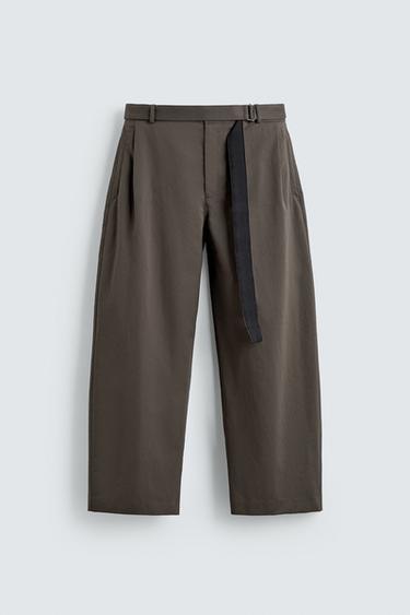PANTALÓN WIDE FIT CINTURÓN - Gris topo de Zara