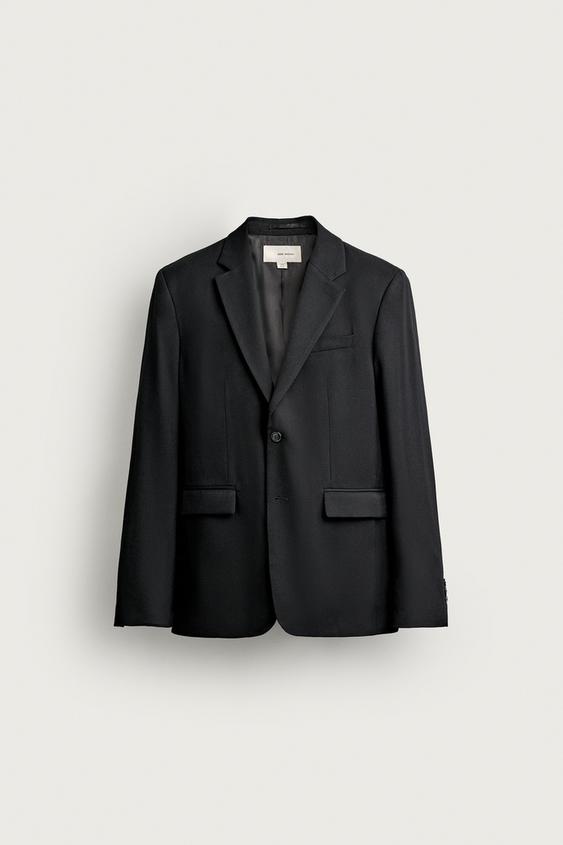 100%ウール レギュラーフィット スーツブレザー - ブラック | ZARA 