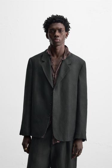 BLAZER TRAJE 100% LINO - Negro de Zara