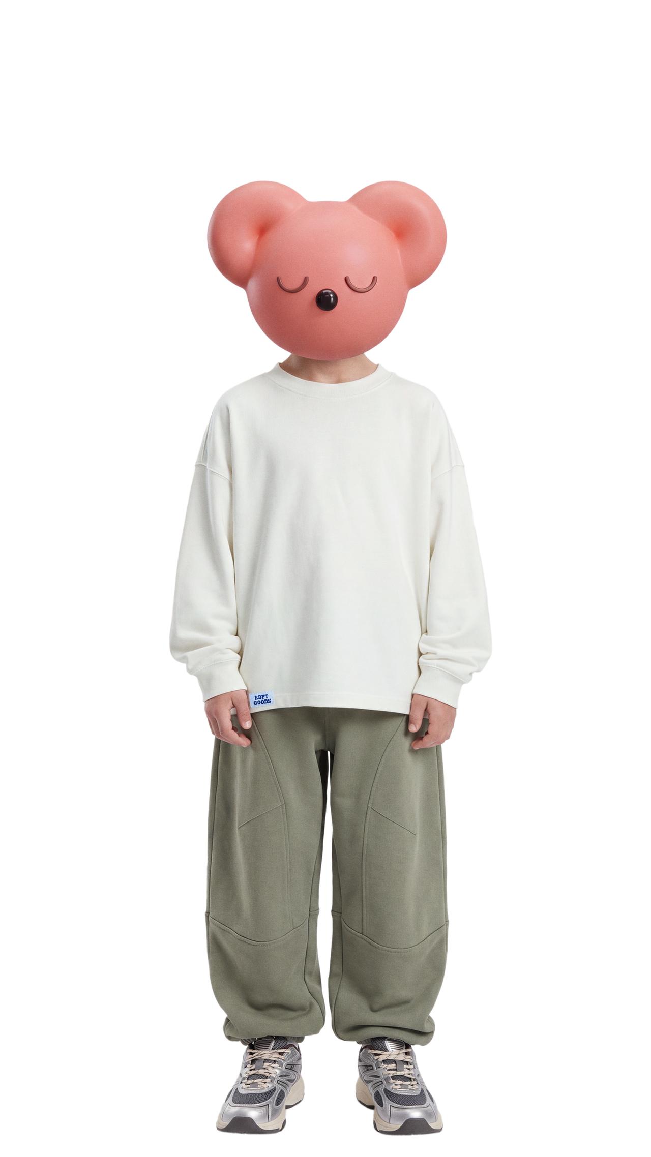CONTRASTING PIQUÉ BALLOON PANTS — Light khaki