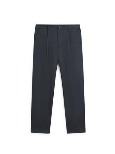 Zara Relaxed fit wool blend trousers with darts - Navy blue