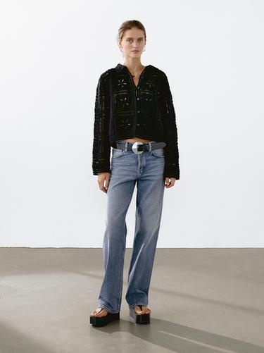 Chaqueta punto crochet - Negro de Zara - Imagen 0