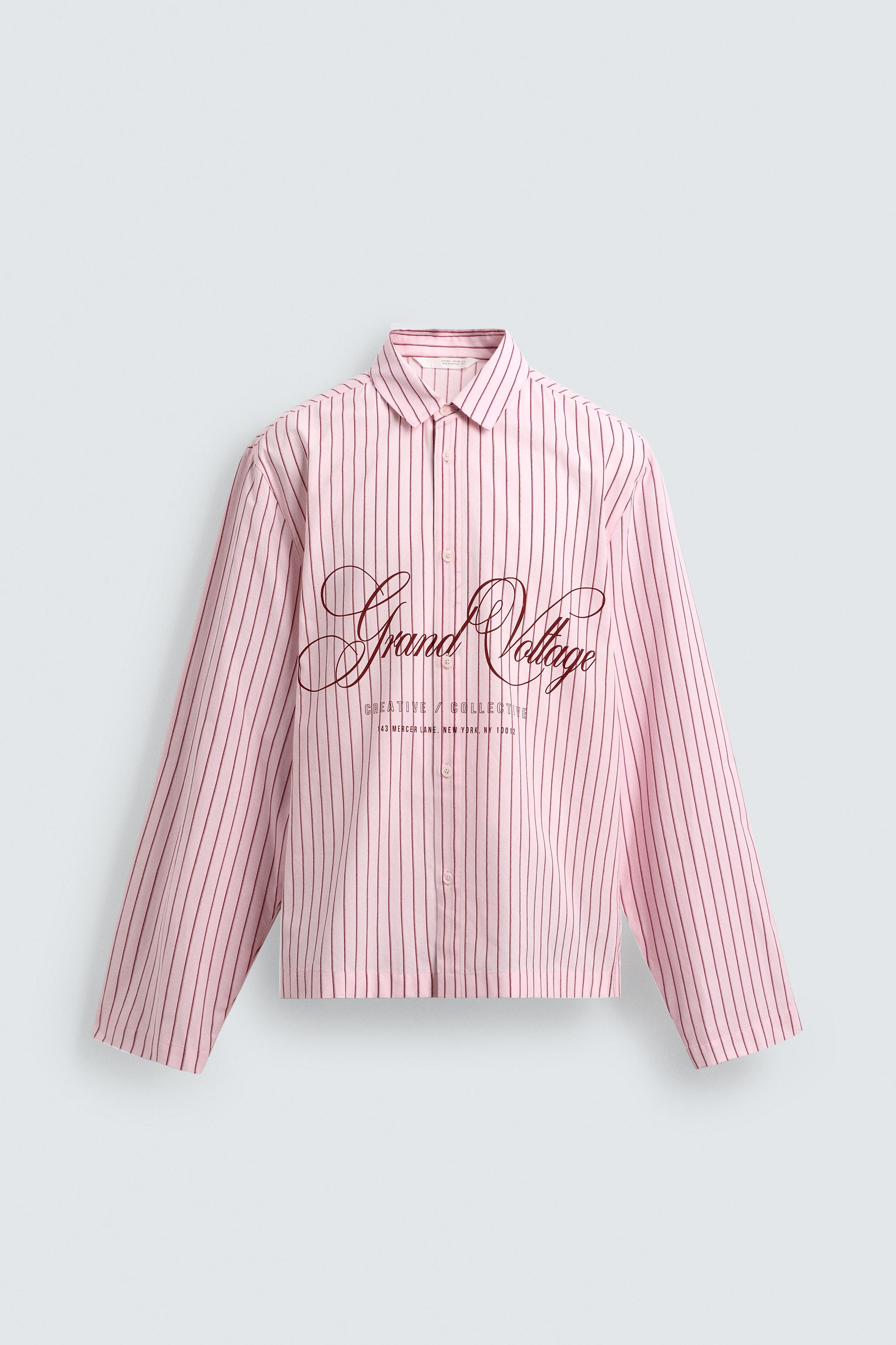 RELAXED FIT PLAID TEXT SHIRT