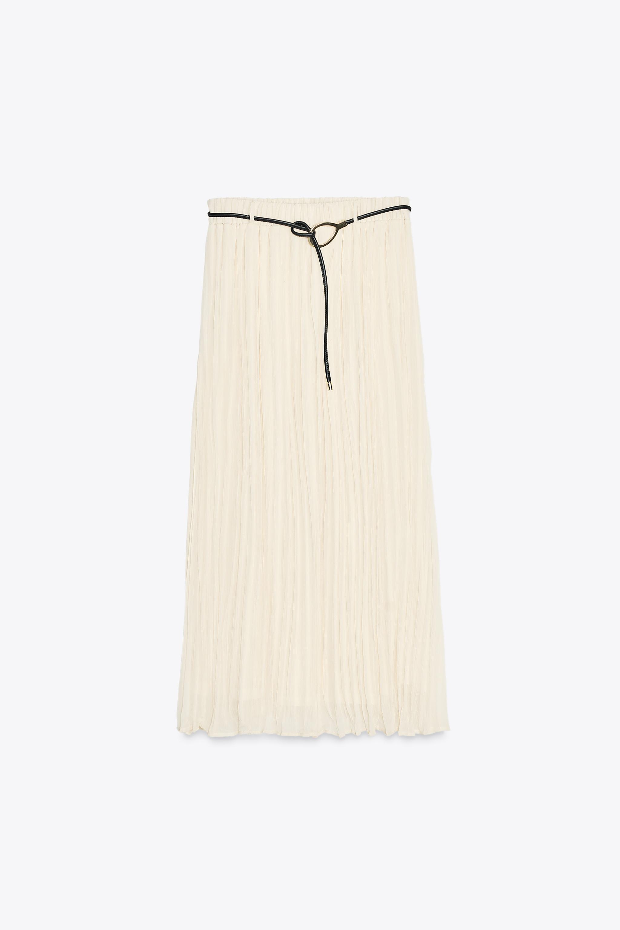【ZARA】ベルト付きフレアスカート | 3897/095/712 ベルト付きフレアスカート - エクリュ | ZARA Japan / 日本
