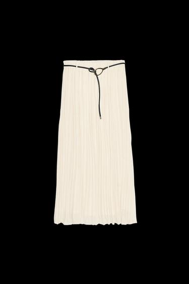 FLOWY SKIRT WITH BELT - Ecru by Zara - Image 0