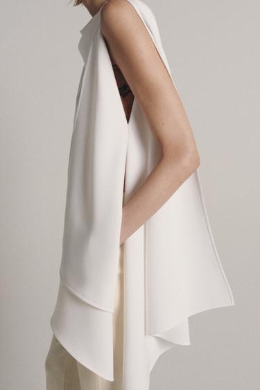 ZW COLLECTION ASYMMETRIC CAPE TOP - Ecru by Zara
