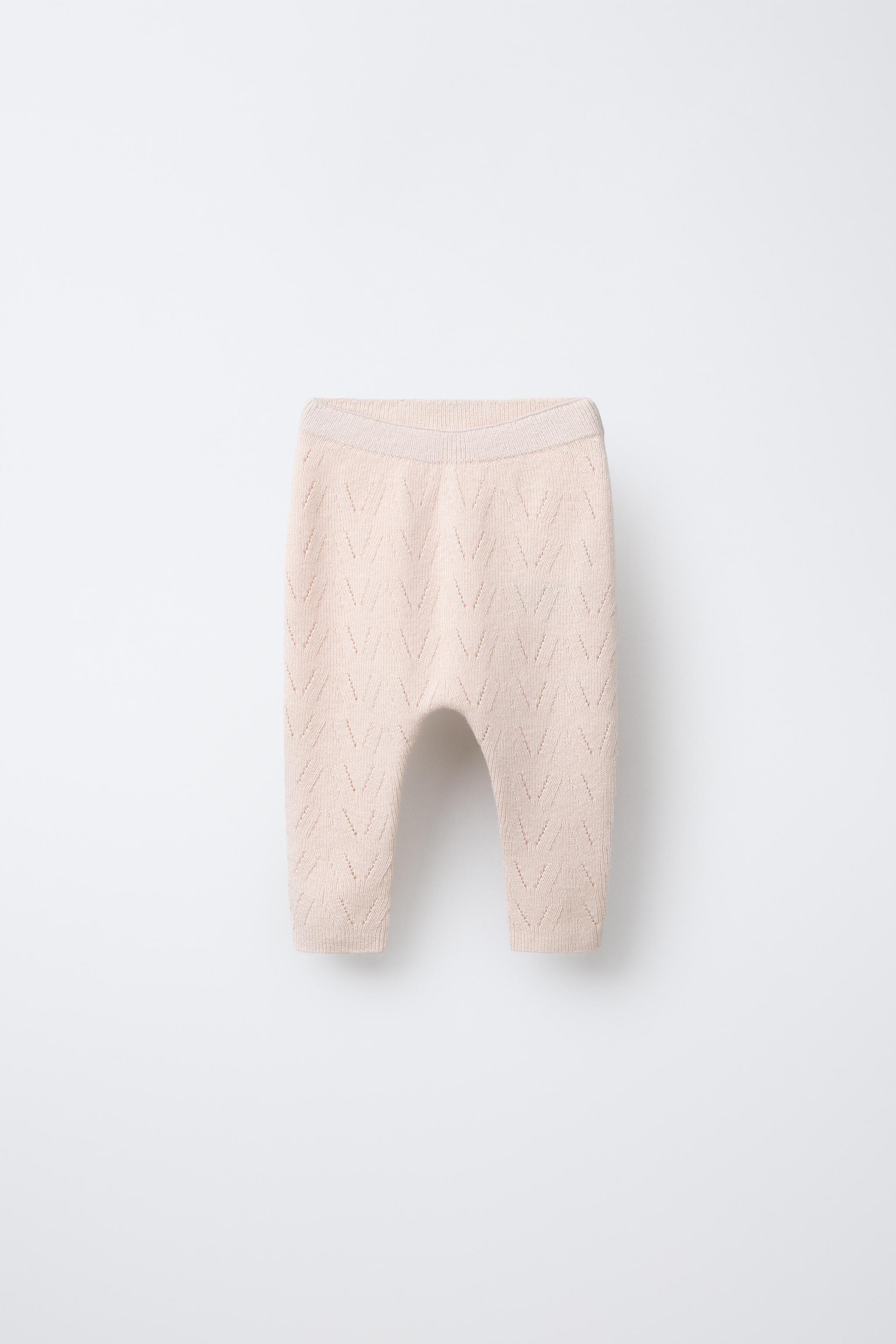 コットン/ウール混ニットパンツ - ライトベージュ | ZARA Japan