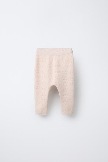 COTTON-WOOL KNIT TROUSERS - Light beige by Zara