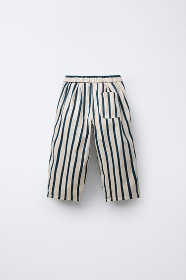 STRIPED BALLOON TROUSERS - Navy / White by Zara - Image 1