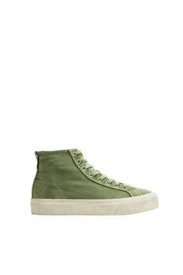 FABRIC HIGH-TOP SNEAKERS - Green by Zara