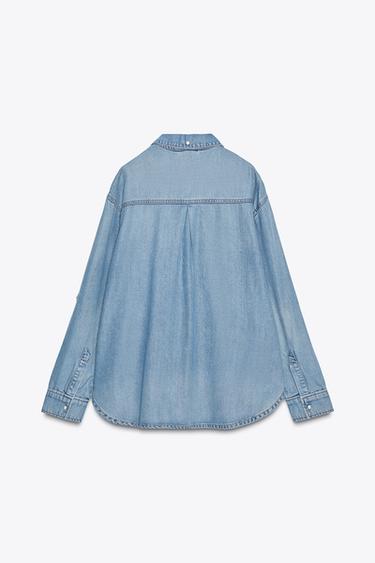 CHEMISE EN JEAN OVERSIZE - Bleu moyen de Zara - Image 7