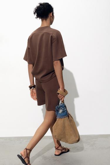 MAXI SAC SEAU EN CROÛTE DE CUIR - SABLE/MARRON de Zara - Image 1