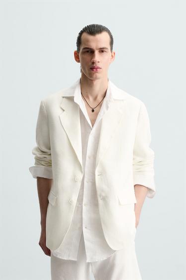 BLAZER TRAJE 100% LINO - Blanco de Zara