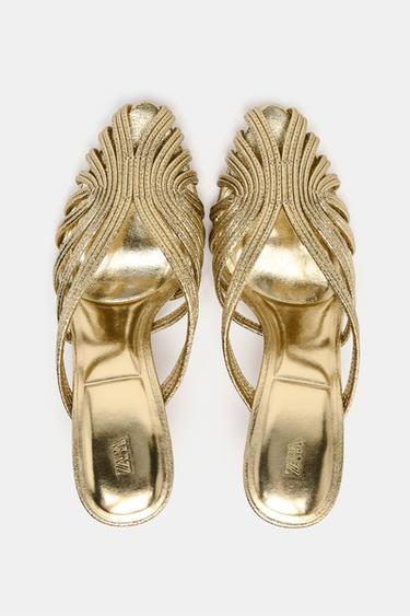 SANDALES À TALONS FINS À EFFET MÉTALLISÉ - Or de Zara - Image 6