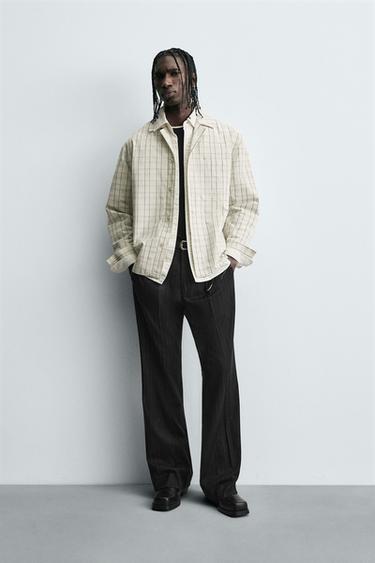 Zara TEXTURED PLAID OVERSHIRT - Oyster-white - Image 0