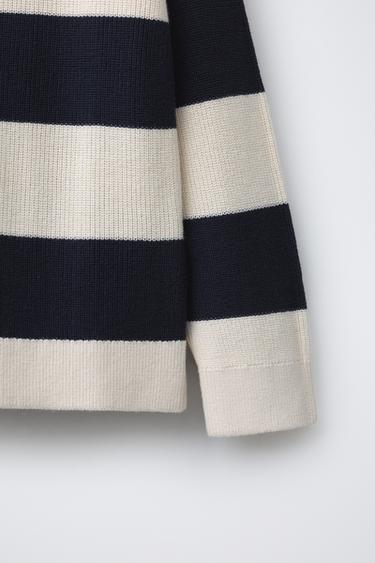 BASIC KNIT SWEATER - Ecru / Navy by Zara - Image 3